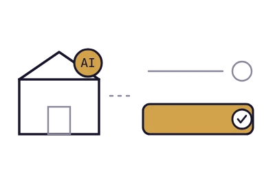 An AI-badged agency storefront links to a checklist, the one criterion for choosing a fit highlighted.