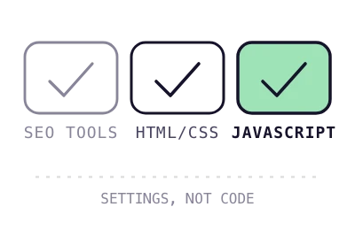 Three skill badges, SEO tools, HTML and CSS, and JavaScript, with JavaScript the one that needs real coding.